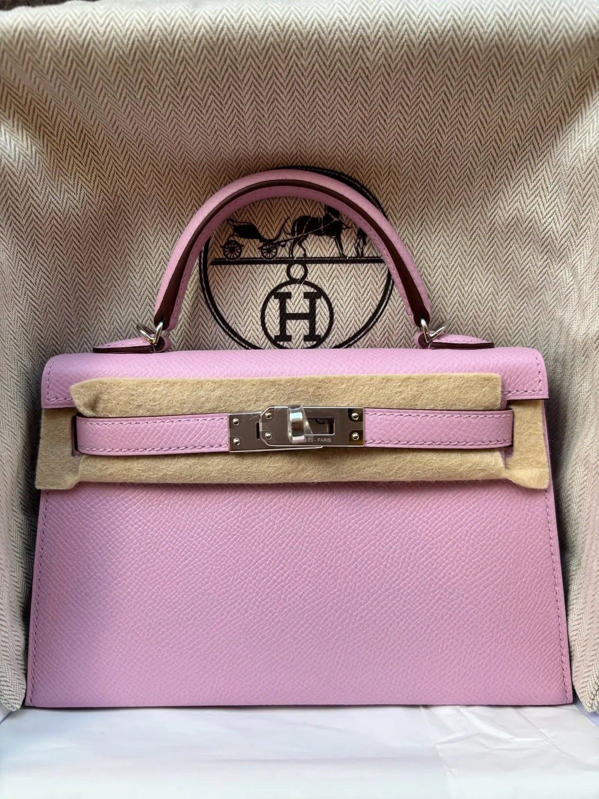 Mini Kelly Mauve Sylvestre Epsom Palladium Hardware
