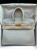 Birkin 25 Gris Neve Matt Alligator GHW