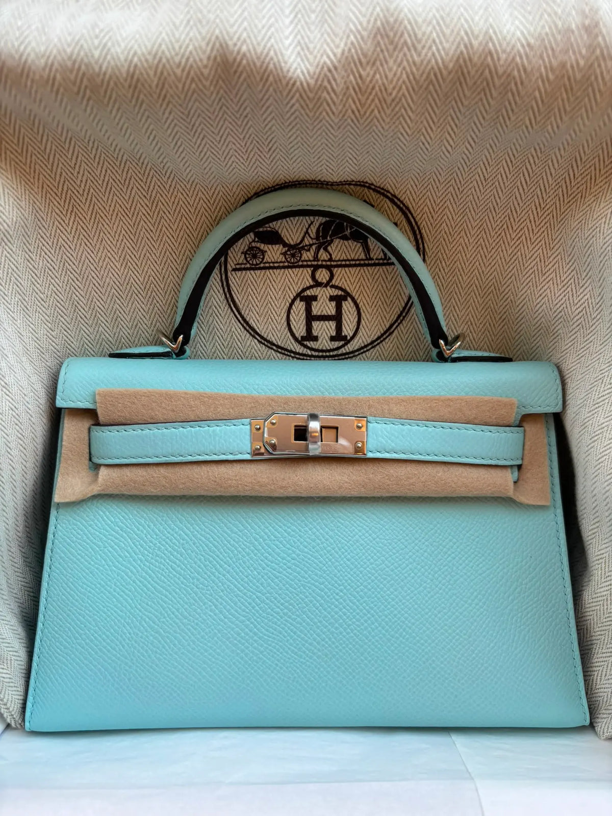 Mini Kelly Blue Zephyr Epsom PHW